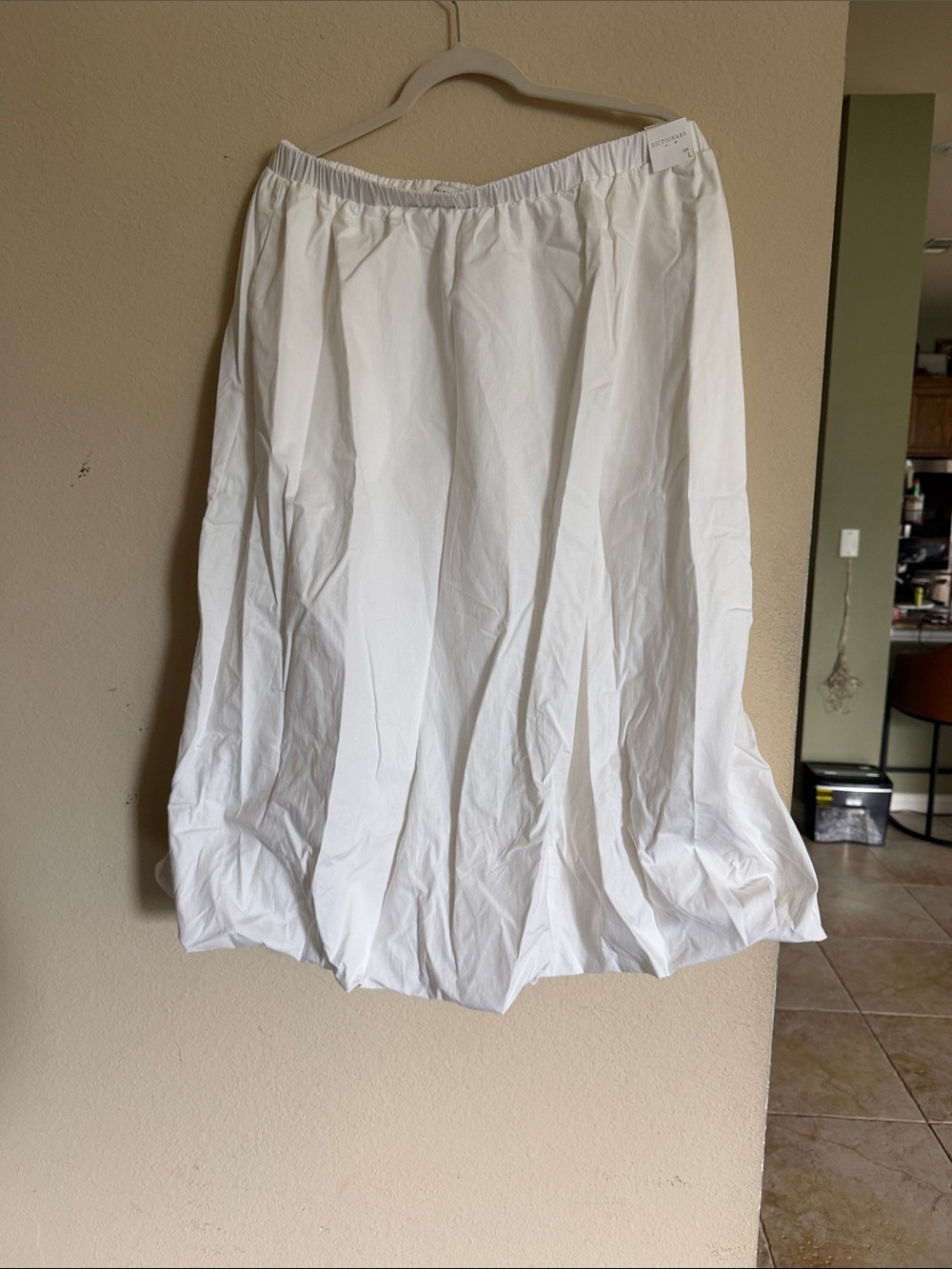 Elastic-Waist White Midi Skirt